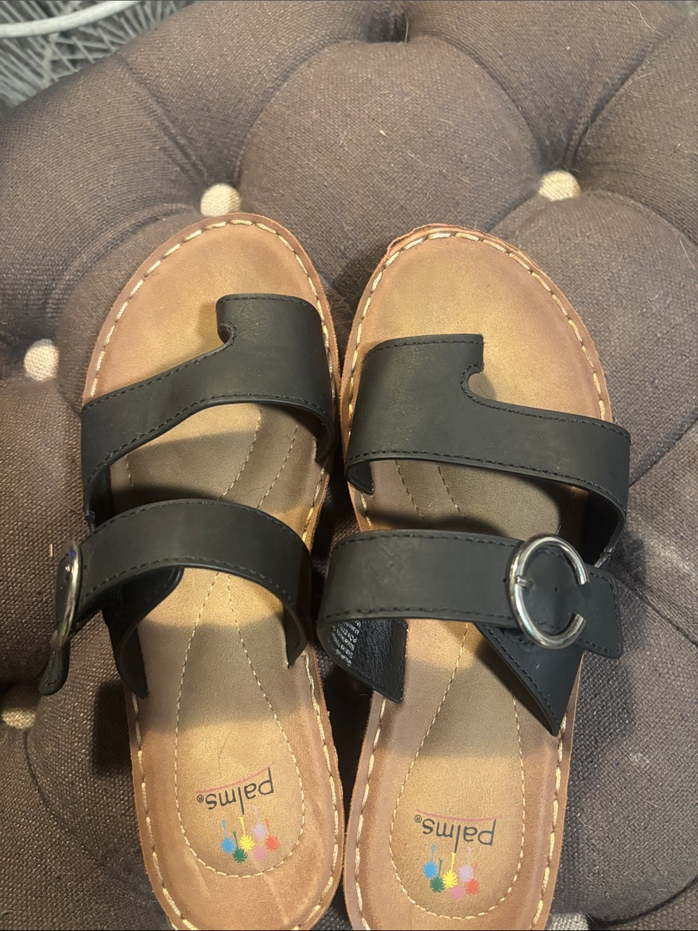 Palms Women’s Black Double-Strap Buckle Sandals